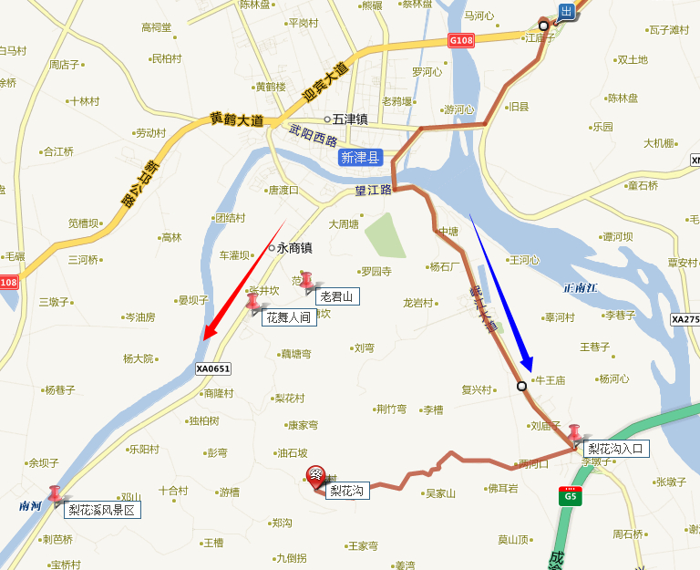 大件路到梨花沟